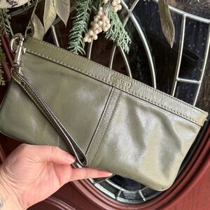 Coach Sage Green Leather Wristlet